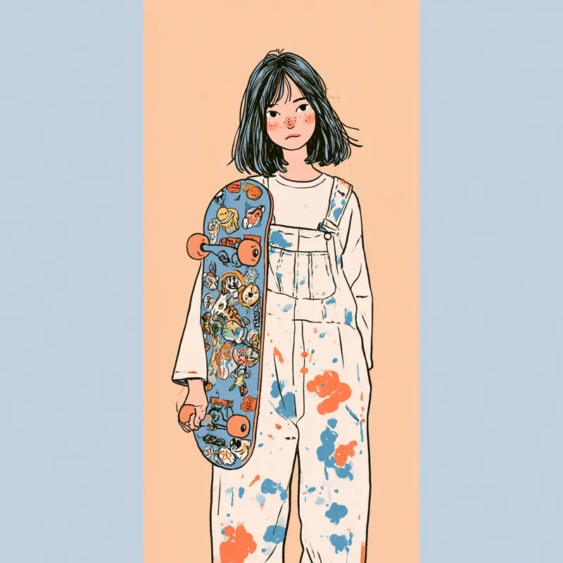 Quirky Pastel Indie Line Art