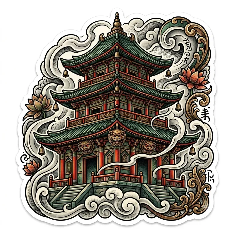 Vibrant Neotraditional Tattoo Stickers