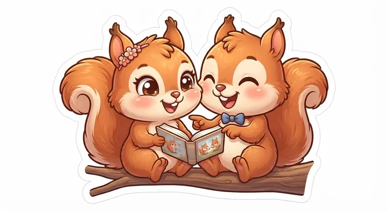 Cute Squirrel Couple Sticker Generator