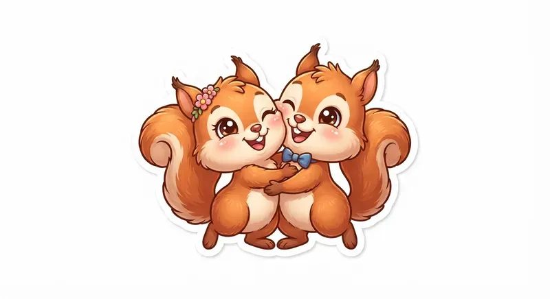 Cute Squirrel Couple Sticker Generator