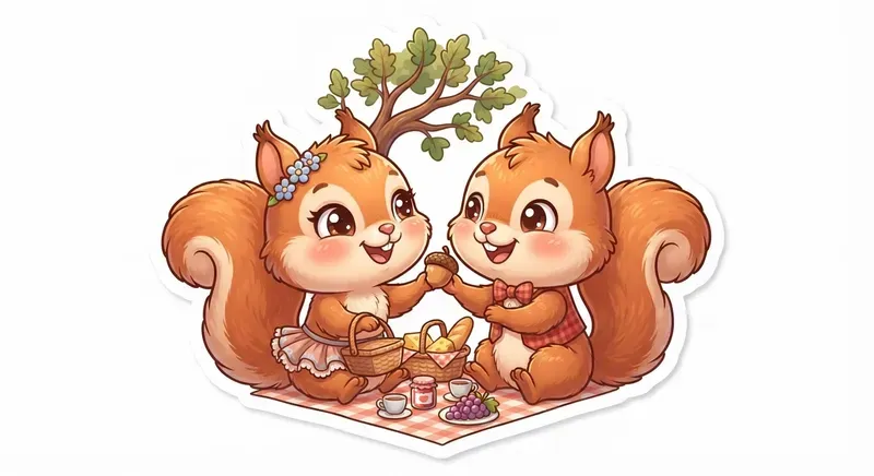 Cute Squirrel Couple Sticker Generator