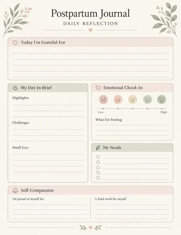 Postpartum Journal Printables