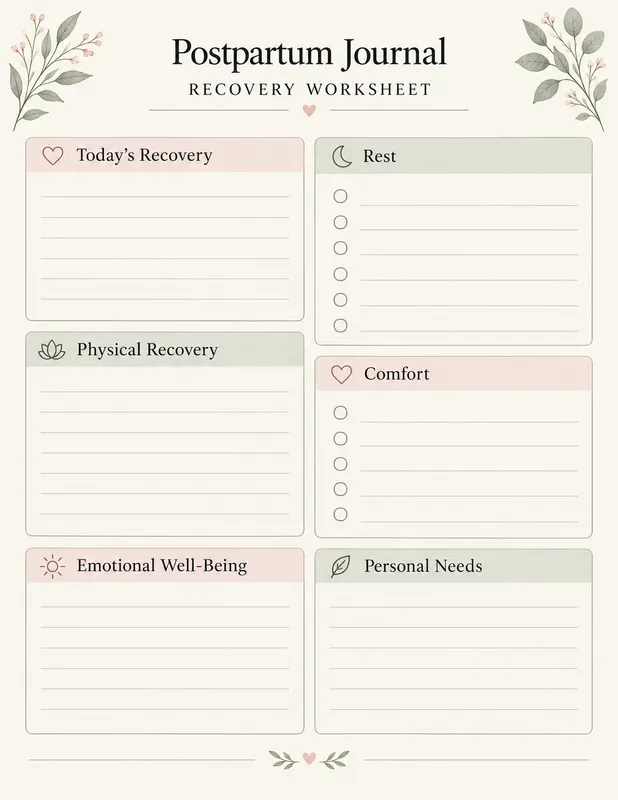 Postpartum Journal Printables