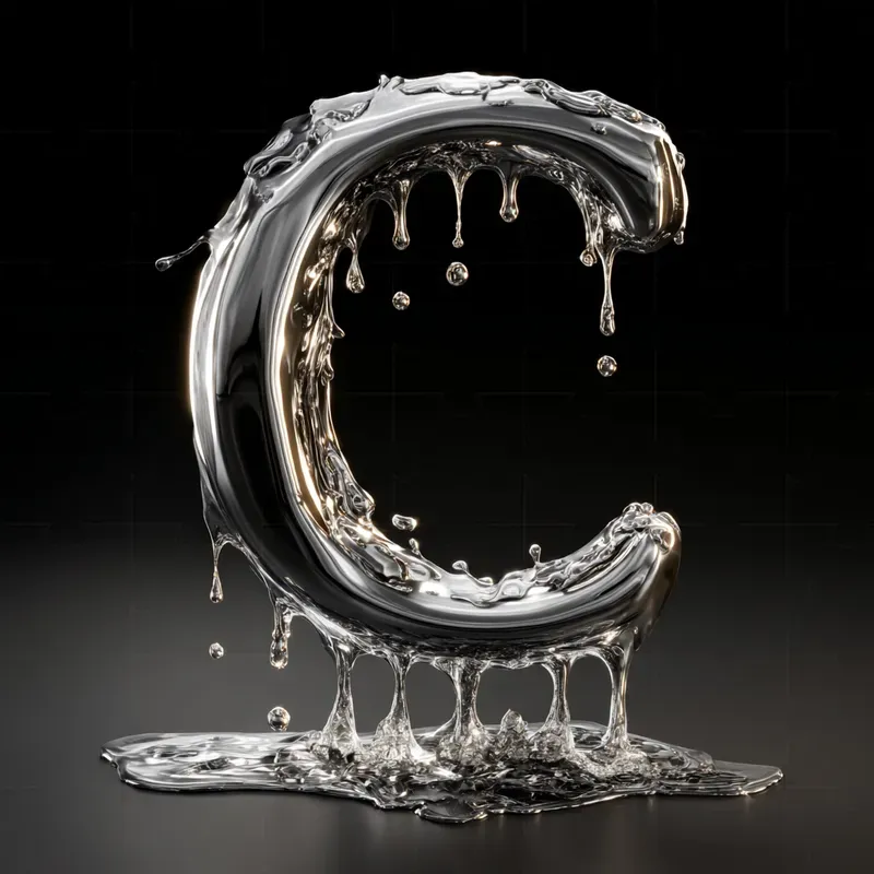 Liquid Metal Typography Letters