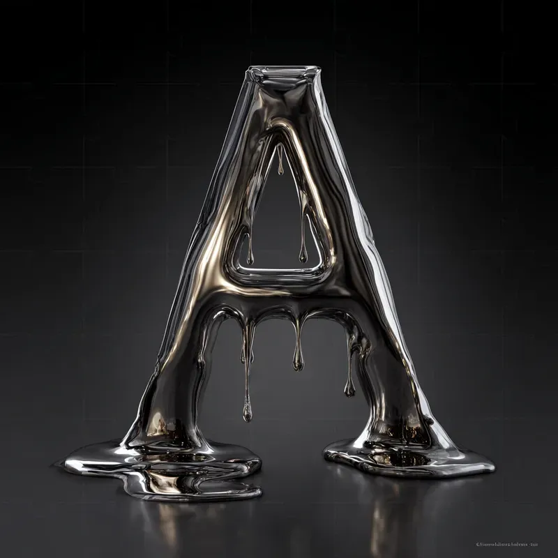 Liquid Metal Typography Letters