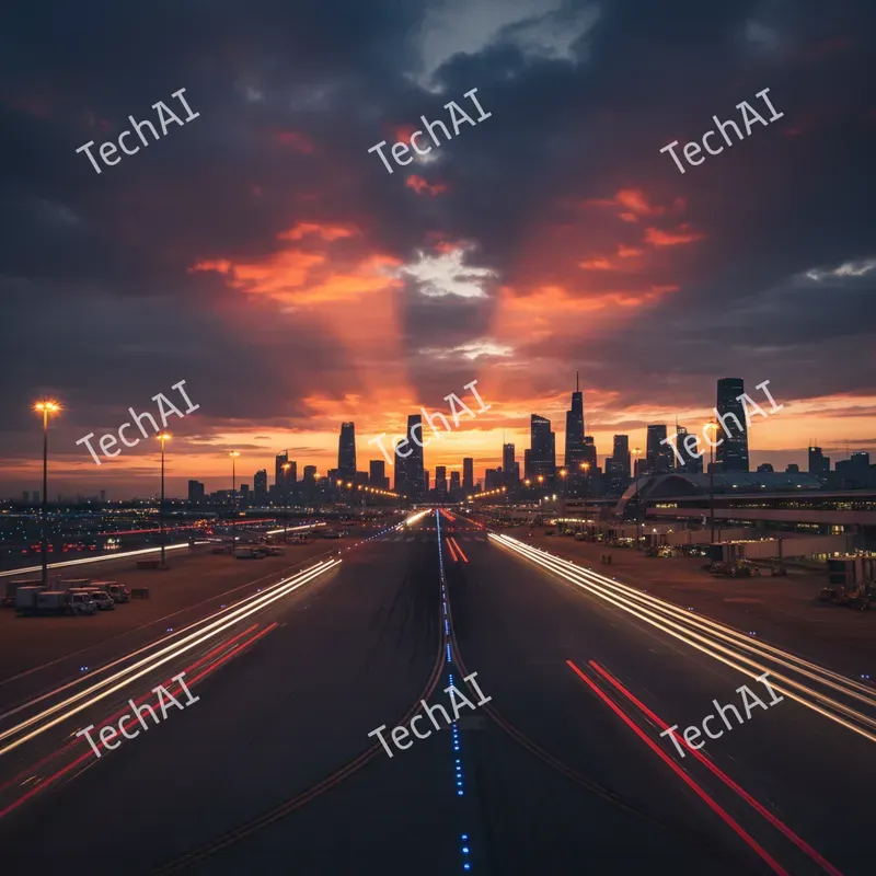 Dramatic Sunset Cityscape Art