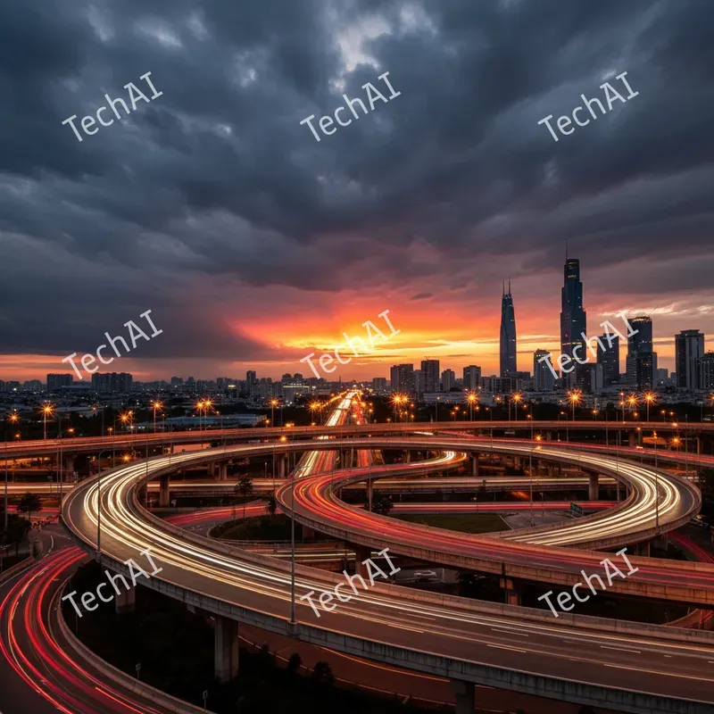 Dramatic Sunset Cityscape Art