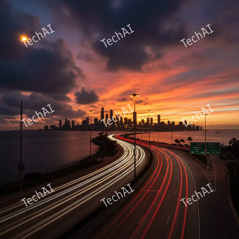 Dramatic Sunset Cityscape Art