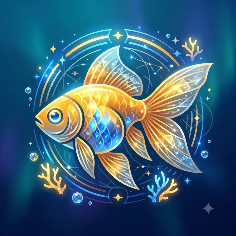 Minimalist Glowing Fish Emblems