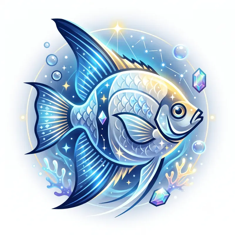 Minimalist Glowing Fish Emblems