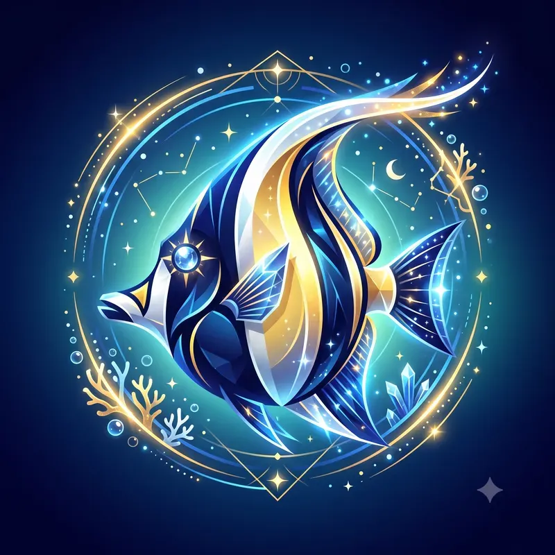Minimalist Glowing Fish Emblems