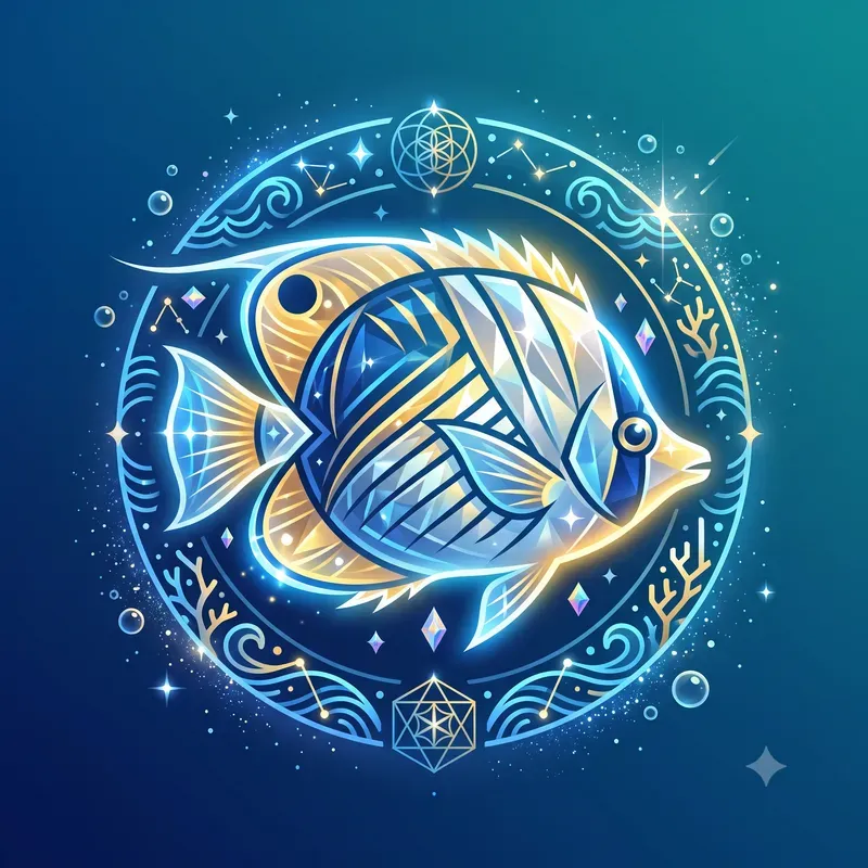 Minimalist Glowing Fish Emblems
