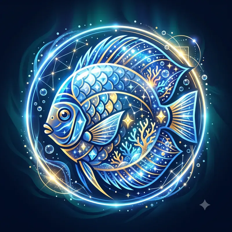 Minimalist Glowing Fish Emblems