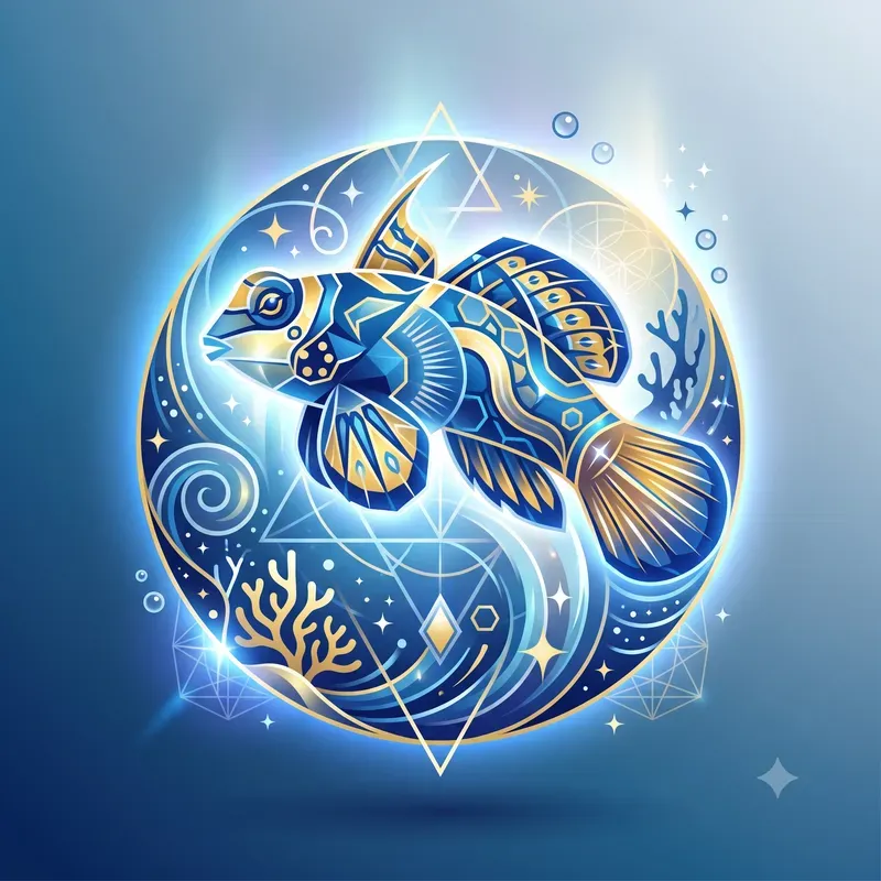 Minimalist Glowing Fish Emblems