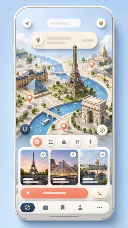 3D Travel App UI Generator
