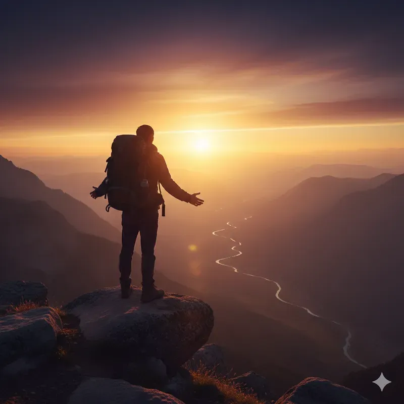 Human Silhouettes In Landscape Glows