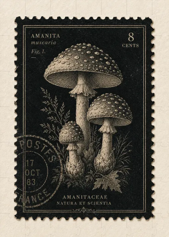 Antique Botanical Engraving Stamps