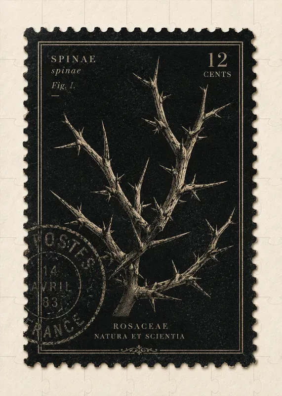 Antique Botanical Engraving Stamps