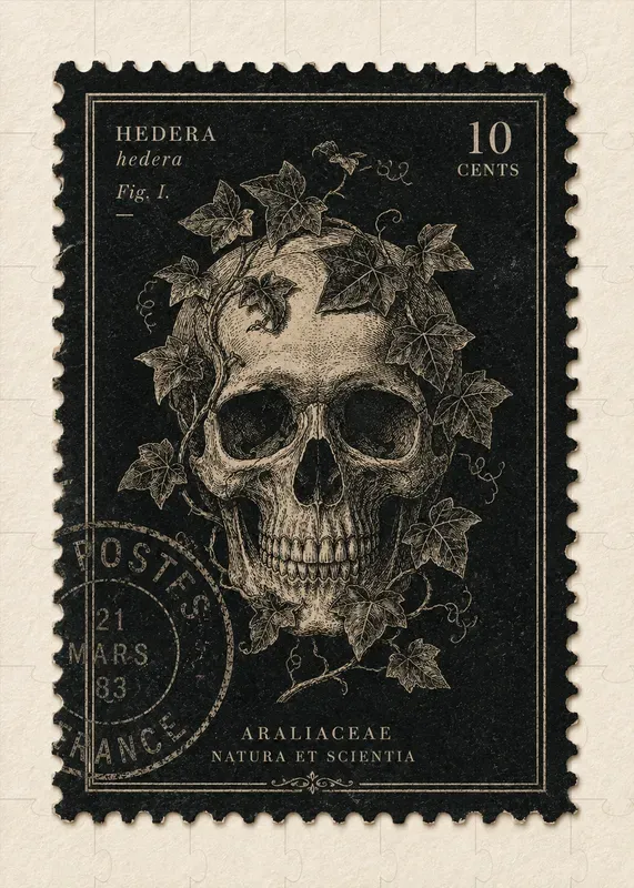 Antique Botanical Engraving Stamps