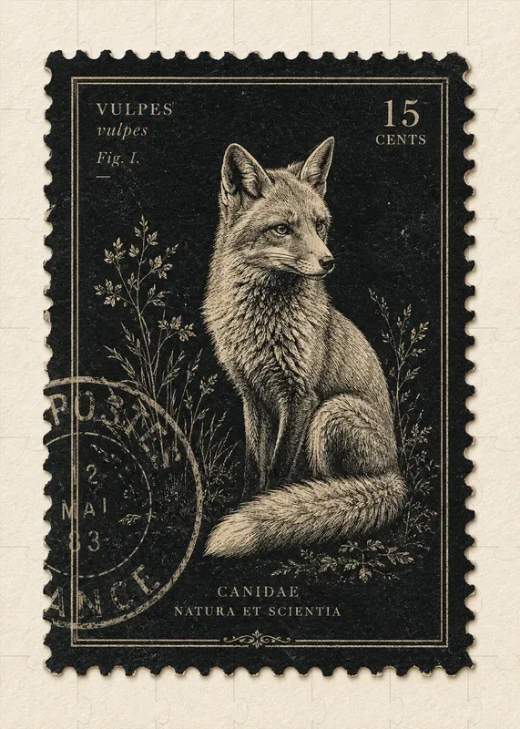 Antique Botanical Engraving Stamps