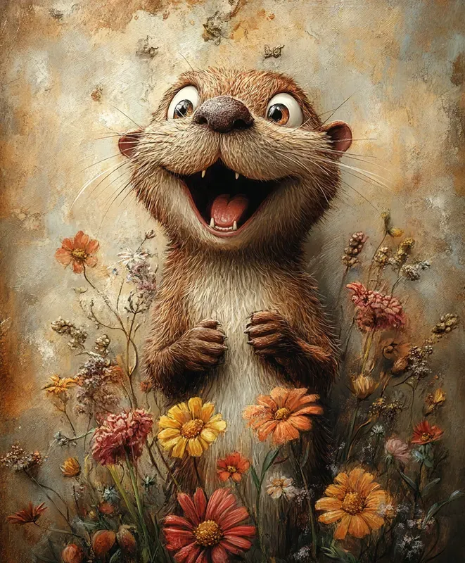 Whimsical Animals In Flower Gardens