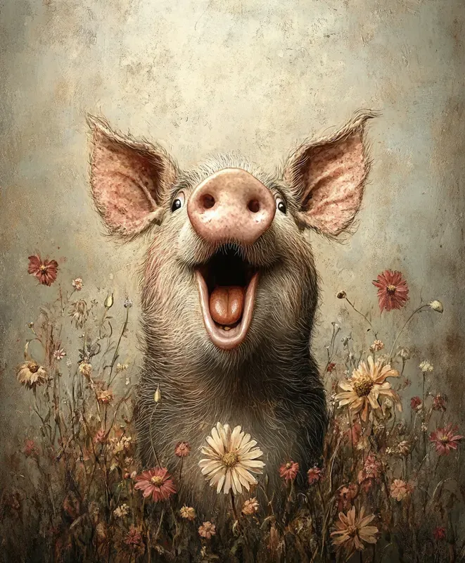 Whimsical Animals In Flower Gardens