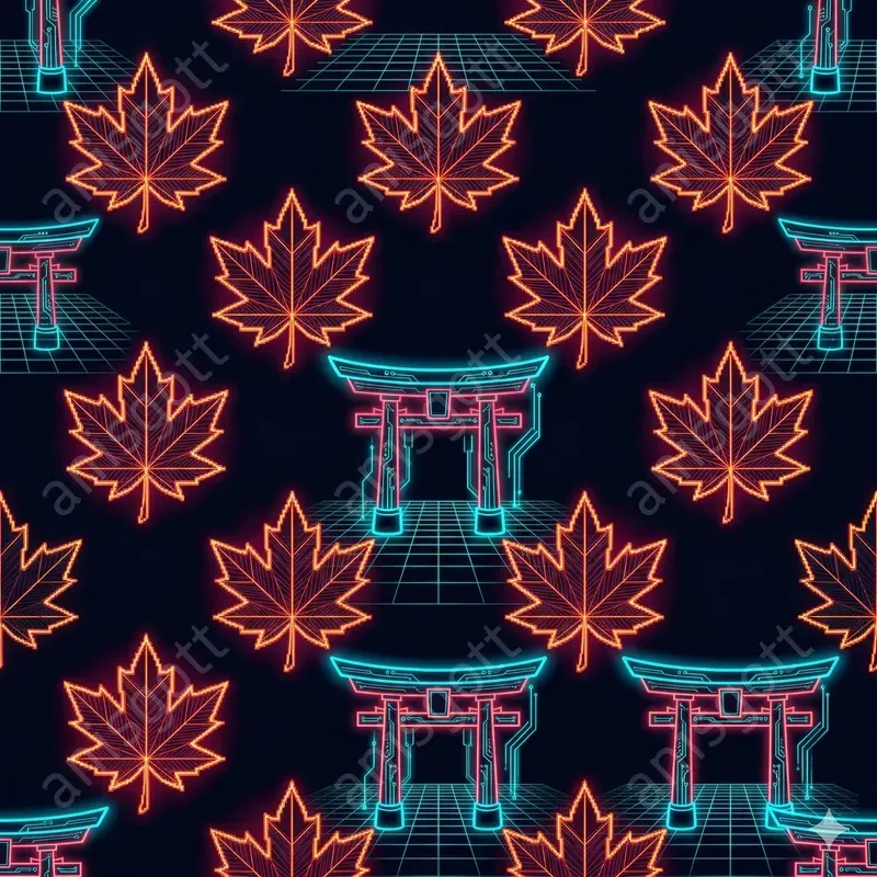 Cyber Zen Synthwave Japanese Patterns