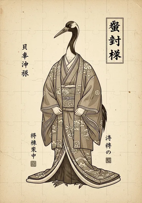 Vintage Edo Sepia Illustrations