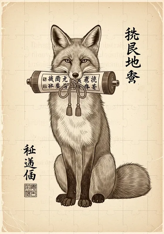 Vintage Edo Sepia Illustrations