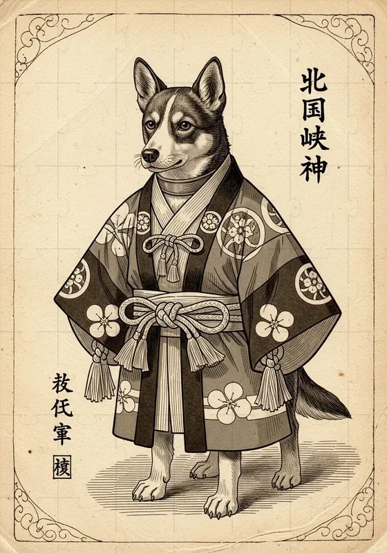 Vintage Edo Sepia Illustrations