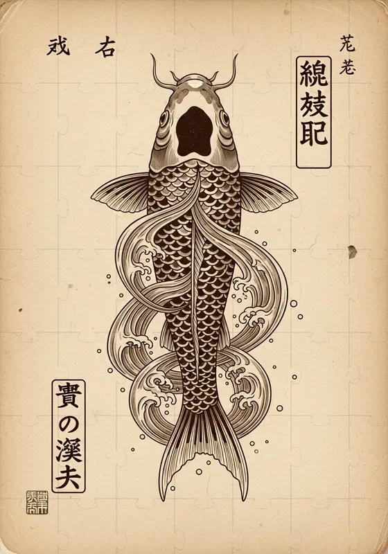 Vintage Edo Sepia Illustrations