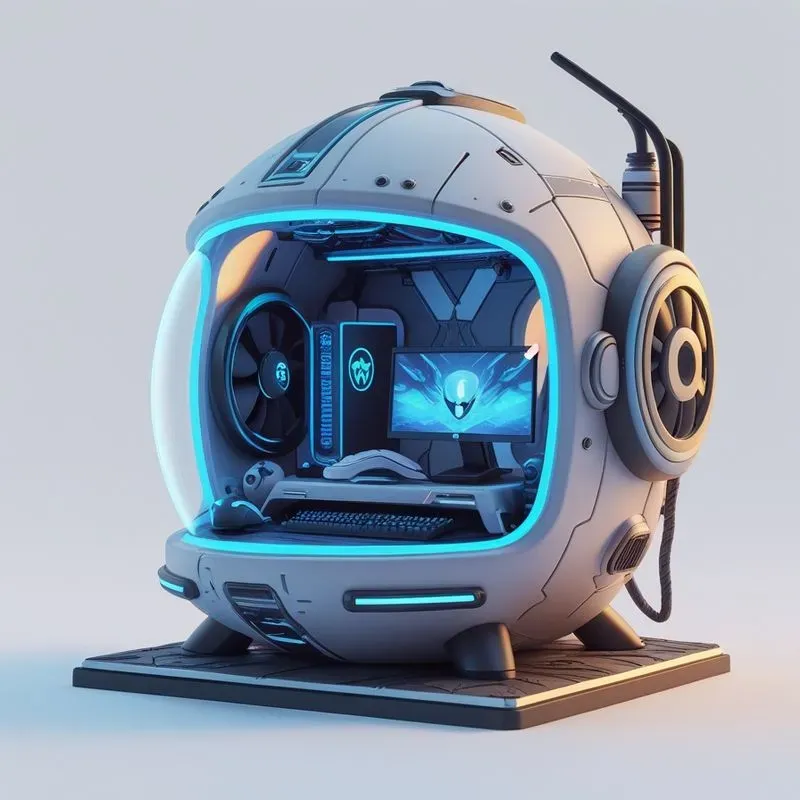 3D Cyberpunk Gaming Setup Dioramas