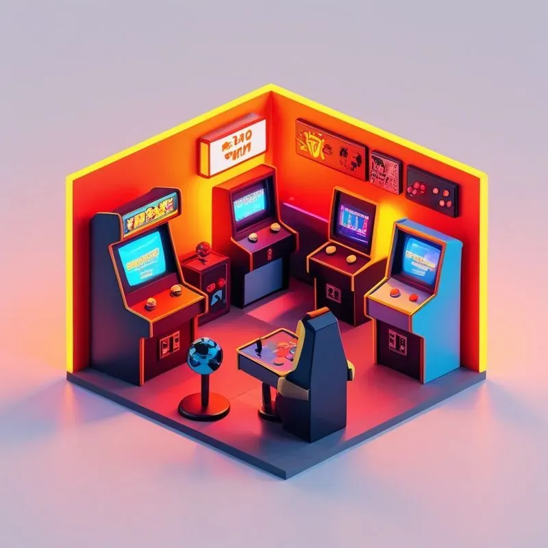 3D Cyberpunk Gaming Setup Dioramas