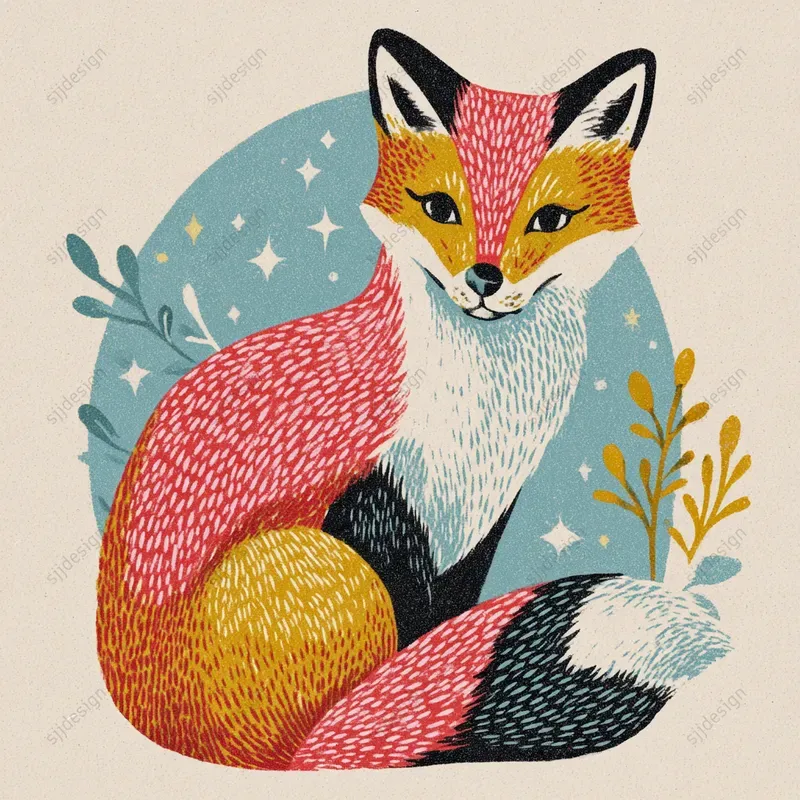 Vintage Easter Folk Illustration Style