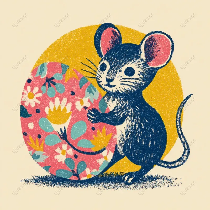 Vintage Easter Folk Illustration Style