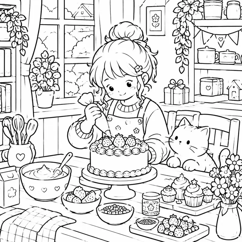 Food Cozy Moments Coloring Book Pages