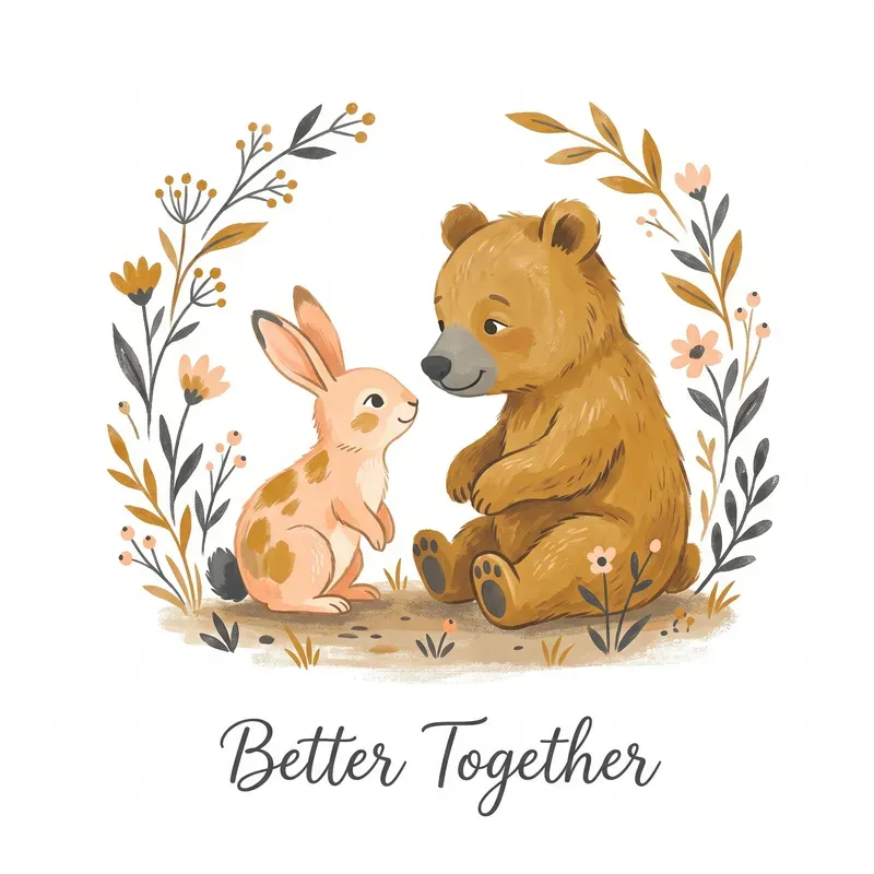 Customizable Cozy Watercolor Animal Art