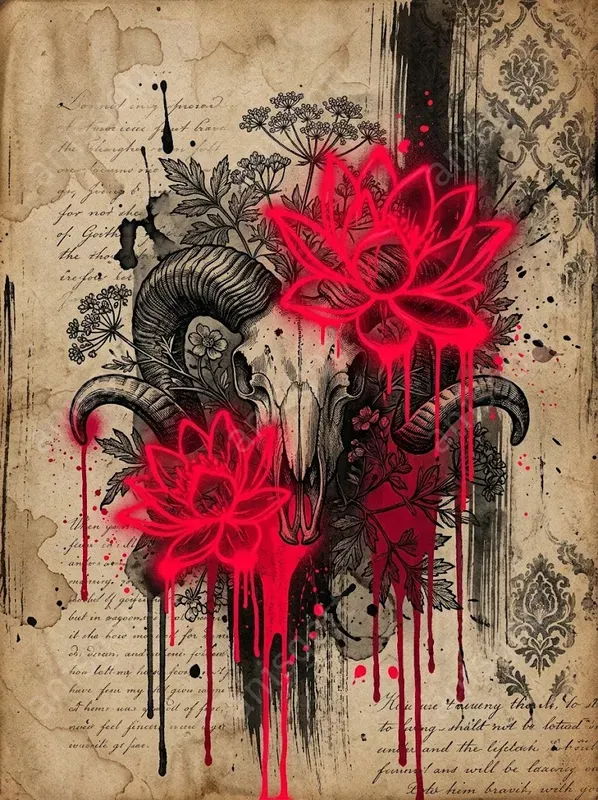 Dark Botanical Gothic Neon Junk Journals