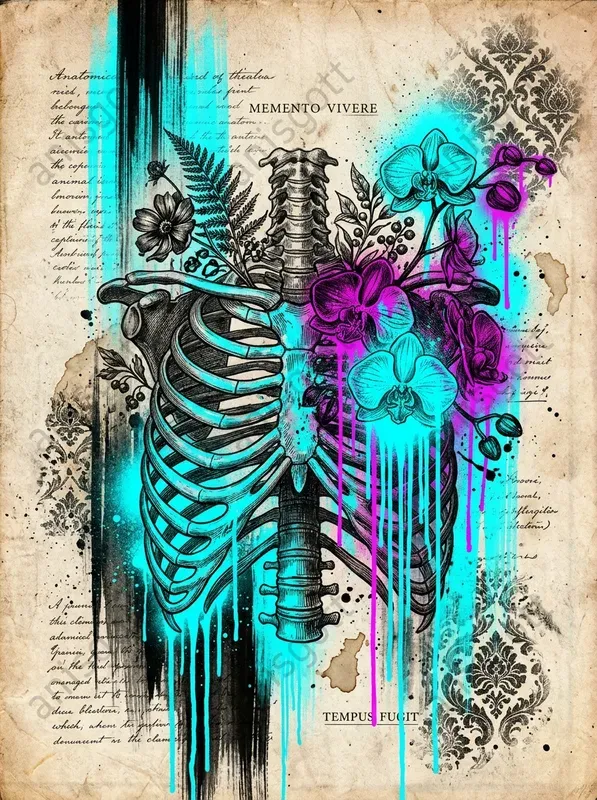 Dark Botanical Gothic Neon Junk Journals
