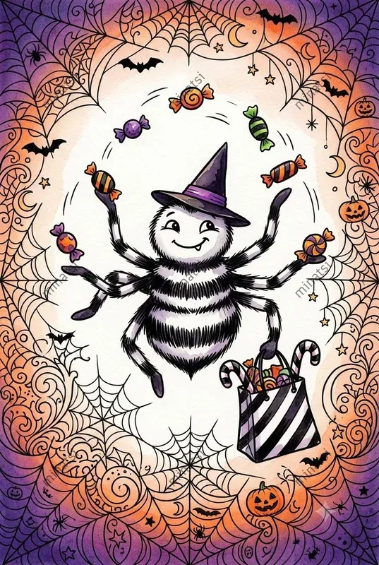 Cute Halloween Spider Watercolors
