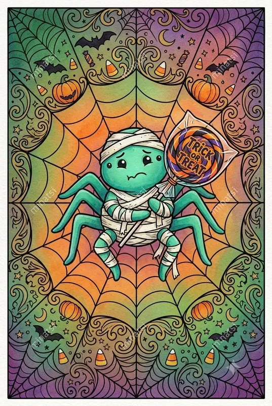 Cute Halloween Spider Watercolors