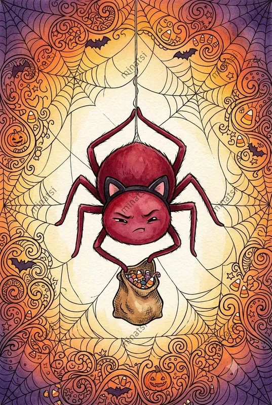 Cute Halloween Spider Watercolors