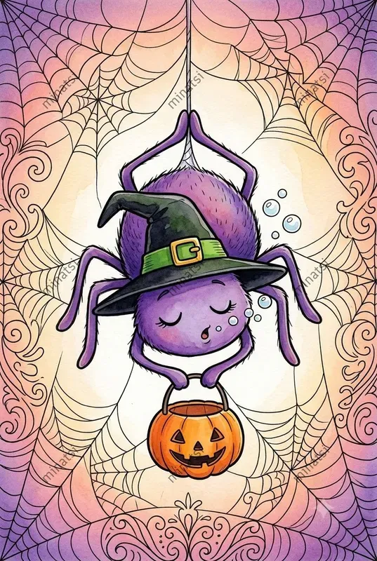 Cute Halloween Spider Watercolors