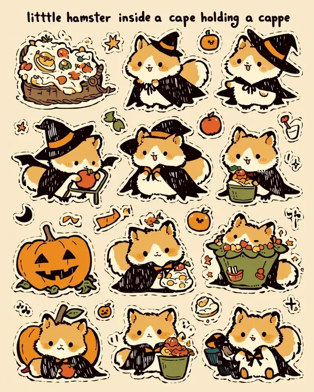 Kawaii Halloween Doodle Stickers