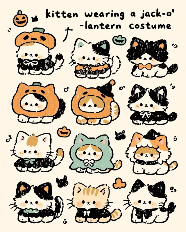 Kawaii Halloween Doodle Stickers