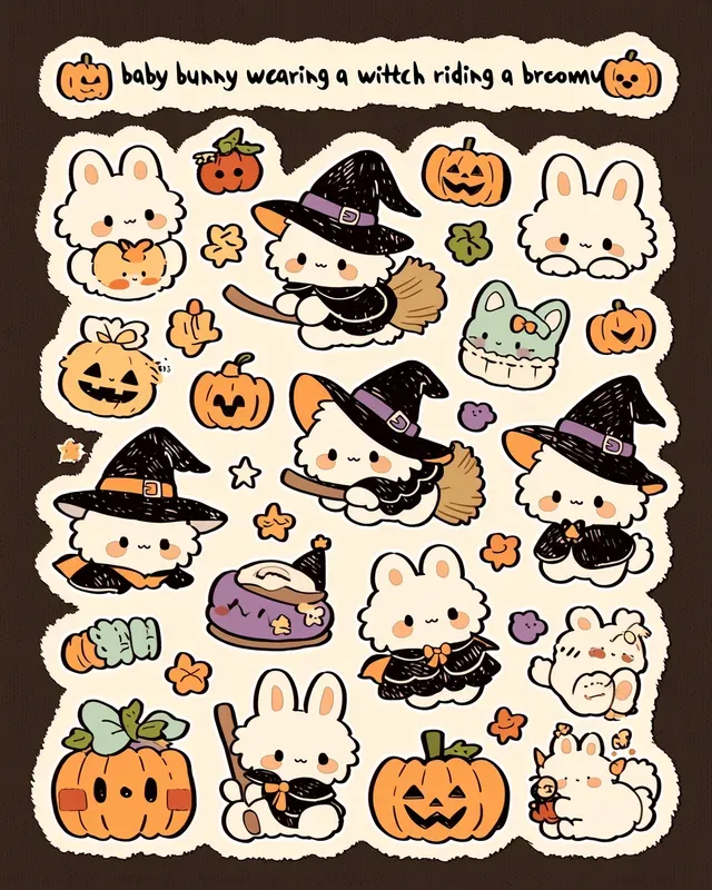 Kawaii Halloween Doodle Stickers