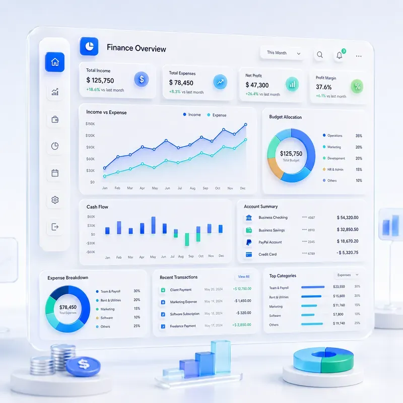 Colorful 3D Business Dashboard UIs