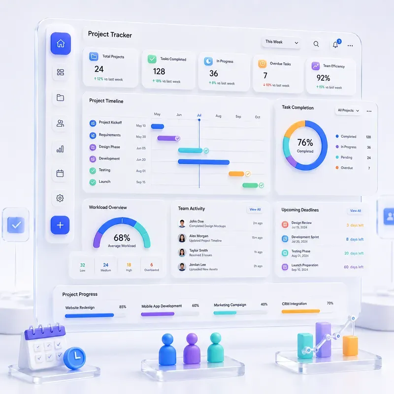 Colorful 3D Business Dashboard UIs