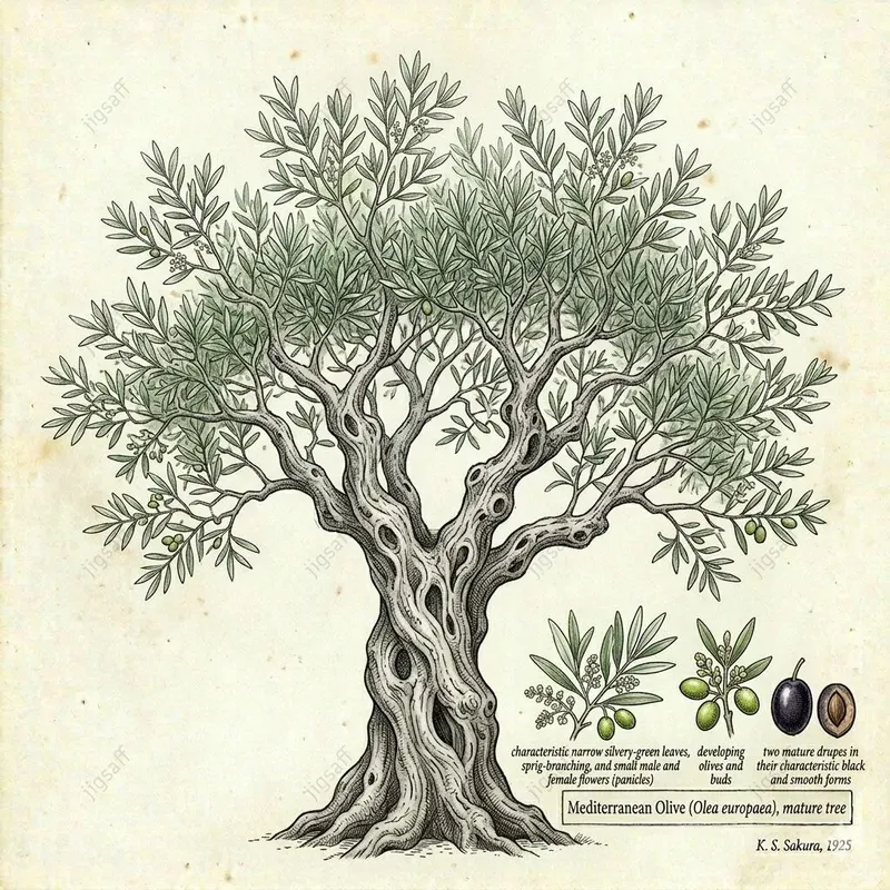 Botanical Watercolor Tree Art