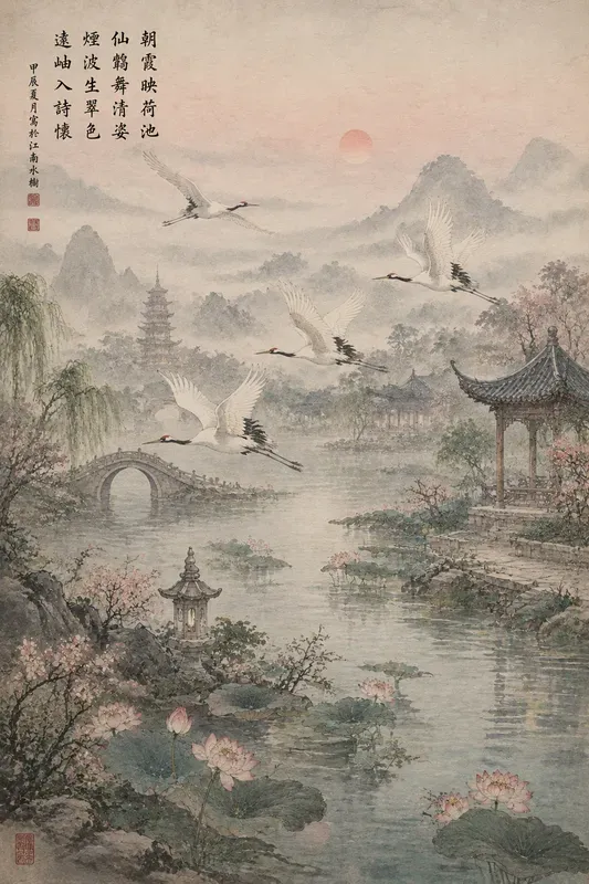 Asian Watercolor Scene Generator